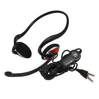Logitech ClearChat Style Behind the Head Stereo Headphones w/Boom Microphone, Volume Control & 3.5mm Jacks (Black/Red) Electronics