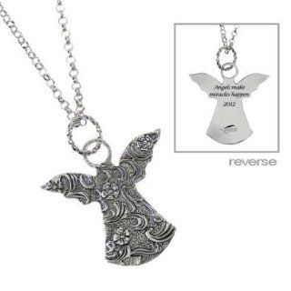 Alexa's Angels "I Believe in Angels" Reversible Angel Charm Necklace Antique Silver Tone Jewelry