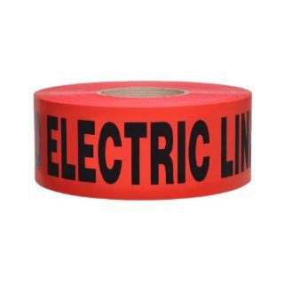 Presco B3104R6 658 1000' Length x 3" Width x 4 mil Thick, Polyethylene, Red with Black Ink Non Detectable Underground Warning Tape, Legend "Caution Buried Electric Line Below" (Pack of 8) Safety Tape