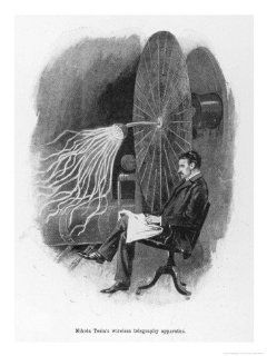 Nikola Tesla Serbian Inventor Seated Beside His Wireless Telegraphy Apparatus Giclee Print Art (9 x 12 in)  