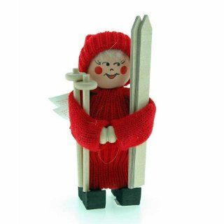 Tomte Santa Girl with Skis and Poles   Collectible Figurines