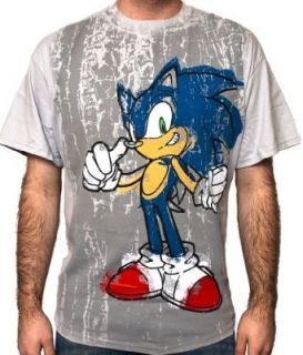 Sonic the Hedgehog Chalk T Shirt   XX Large, Grey Clothing