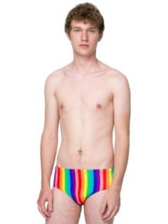 American Apparel Rainbow Nylon Tricot Men's Swim Brief   Vertical Rainbow Stripes / S Clothing