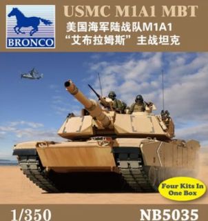 Bronco Models USMC M1A1 Abrams Main Battle Tank (Contains 4 kits), Scale 1/350 Toys & Games
