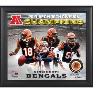 Cincinnati Bengals 2013 AFC North Champs Framed 15 x 17 Collage with Game Used Football   Limited Edition of 500