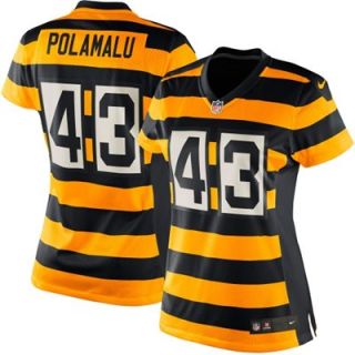 Nike Troy Polamalu Pittsburgh Steelers Ladies Throwback Game Jersey   Black/Gold