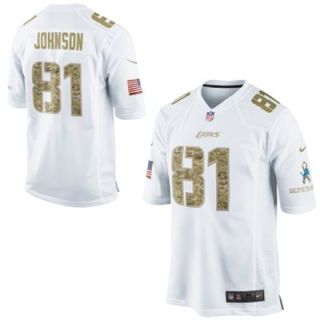 Nike Calvin Johnson Detroit Lions Salute to Service Game Jersey   White