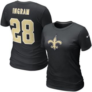 Nike Mark Ingram New Orleans Saints #28 Womens Replica Name & Number T Shirt   Black