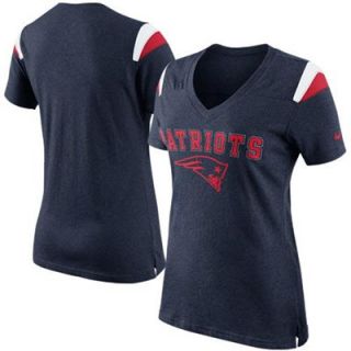 Nike New England Patriots Ladies Fan V Neck T Shirt   Navy Blue