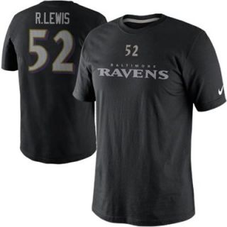 Nike Ray Lewis Baltimore Ravens Player Name And Number T Shirt   Black