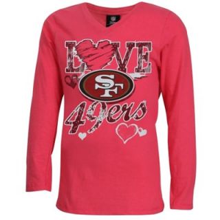 San Francisco 49ers Youth Girls Baby Jersey V Neck Long Sleeve T Shirt   Pink