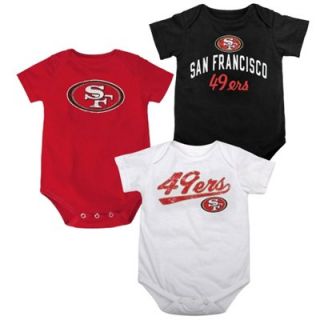 San Francisco 49ers Infant 3 Pack Creeper Set   Scarlet/Black/White