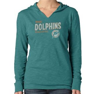 47 Brand Miami Dolphins Ladies Primetime Hooded T Shirt   Aqua