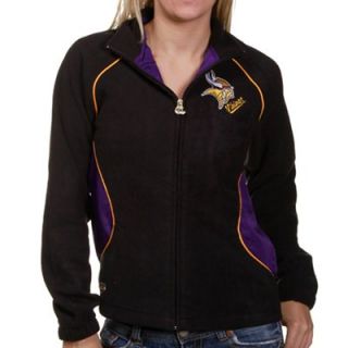 Reebok Minnesota Vikings Ladies Black Overlay Micro Full Zip Fleece Jacket