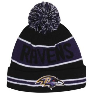 New Era Baltimore Ravens The Coach Cuffed Knit Beanie with Pom   Black/Purple