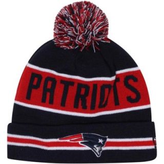 New Era New England Patriots The Coach Cuffed Knit Beanie with Pom   Navy Blue/Red