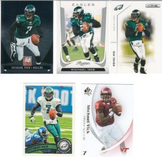 Michael Vick 5 Card Gift Lot Containing One Each of His 2011 Prestige, Topps, Rookies and Stars and Donruss Elite Mint Condition Philadelphia Eagles Cards, Plus a 2010 SP Authentic Virginia Tech Card. Shipped in 100 Card Cardboard Storage Box at 's Sp