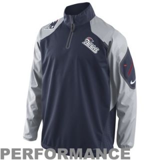 Nike New England Patriots Fly Rush Half Zip Performance Jacket   Navy Blue/Silver