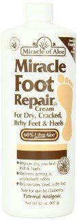 Miracle of Aloe Miracle Foot Repair Cream 32 Oz As Seen On TV Guarantees to Repair Dry, Cracked Feet & Heels Helps Stop Itching & Unpleasant Odors Quick, Fast, Easy and Completely Painless Contains 60% Ultra Aloe, All Natural Formula. Penetrates 