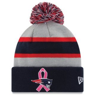 New Era New England Patriots Breast Cancer Awareness On Field Sport Knit Beanie   Navy Blue/Gray