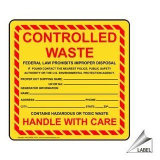 Controlled Waste Label HAZCHEM 14752 Hazardous Material  Business And Store Signs 