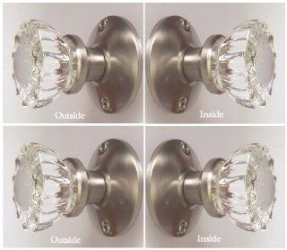 Two Sets   Perfect Reproduction of the 1920 Depression Crystal Glass FRENCH DOOR Knob Sets   Each lot contains all the hardware for knobs on both sides of Two French Door.   Doorknobs  