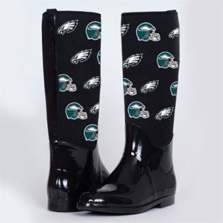 Cuce Shoes Philadelphia Eagles Womens Enthusiast II Rain Boots   Black