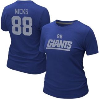 Nike Hakeem Nicks New York Giants Ladies Player Name and Number T Shirt   Royal Blue