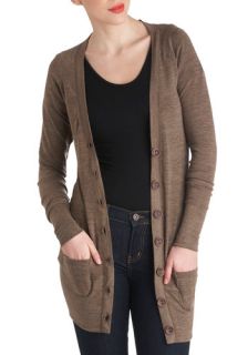 Layer It on the Line Cardigan in Brown  Mod Retro Vintage Sweaters