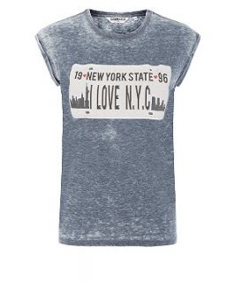 Teens Grey Burnout NYC Number Plate T Shirt