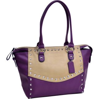 Dasein Wide Pyramid Studded Two Tone Shoulder Bag