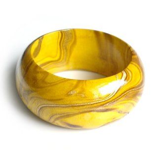 Idin Bangle Bracelet   Yellow marble effect bangle bracelet, golden veins (6cm) Jewelry