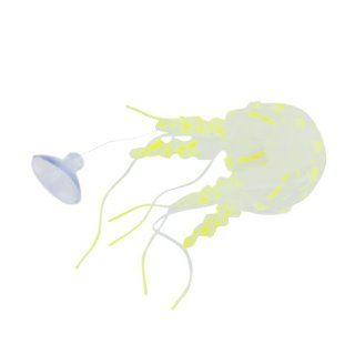 Glowing Effect Artificial Jellyfish for Aquarium Fish Tank Ornament (Yellow)  Aquarium Decor Ornaments 