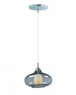 ET2 E94448 142PC Graduating Collection 1 Light Onion Shade Mini Pendant   Bulb Included, Polished Chrome with Smoke Glass   Ceiling Pendant Fixtures  