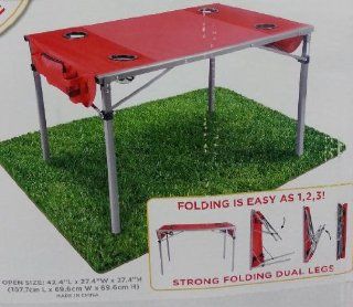 Leightweight Folding Sport & Event Table 42.4"L x   27.4"W x 27.4"H Red  