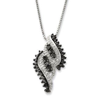 Closeouts Sterling Silver Black & White Diamond Pendant Necklace Jewelry