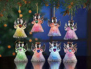Collections Etc   Color Changing Glass Angel Ornaments   Set Of 8   Christmas Ball Ornaments