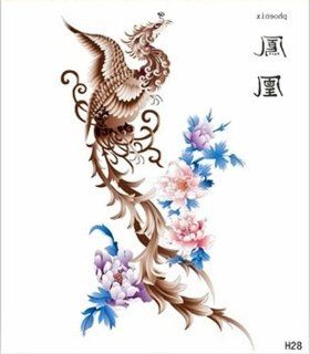Egood Very Quality Large Size 11.82*8.66 Inches Temporary Tattoo (Elegant Phoenix Princess and Colorful Peony)  Large Pheonix Temporary Tattoo  Beauty