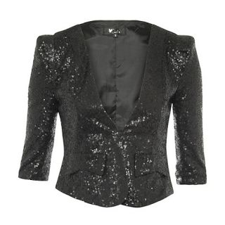 Cutie Black sequined tailored blazer