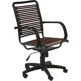 Euro Style™ Bungie Bungee Cord Loops Flat High Back Office Chair, Brown