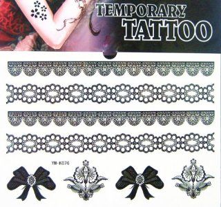 YiMei Fashionable Temporary Tattoo Stickers for Women (Black Lace and Lovely Knot for Necklace, braclace, Armband, Leglet etc)  Body Paint Makeup  Beauty