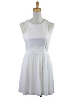 Sans Souci Women's Sleeveless Dress with Faux Leather & Cutout Top & Flowy Skirt