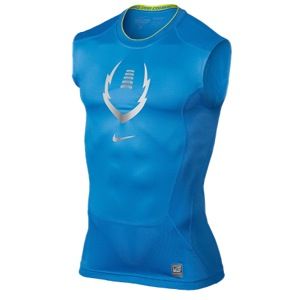 Nike Pro Combat Hypercool 2.0 Top   Mens   Football   Clothing   Photo Blue/Silver