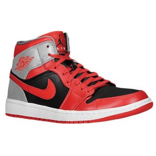 Jordan AJ1 Mid   Mens   Basketball   Shoes   Fire Red/Cement Grey/Reflective Silver/Black