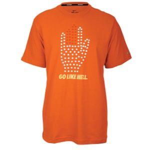 Nike Dri FIT Cotton Graphic Running T Shirt   Mens   Running   Clothing   Urban Orange/Reflective Silver
