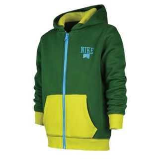 Nike SB Color Blocked Full Zip Hoodie   Boys Grade School   Casual   Clothing   Fortress Green/Bright Cactus