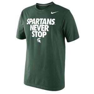 Nike College Never Stop T Shirt   Mens   Basketball   Clothing   Michigan State Spartans   Pro Green