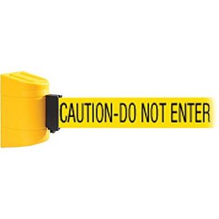 WallPro 450 Yellow Wall Mount Belt Barrier with 20 Yellow/Black CAUTION Belt
