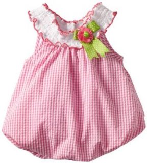 Rare Editions Baby Baby Girls Newborn Check Seersucker Romper, Pink, 6 Months Infant And Toddler Rompers Clothing