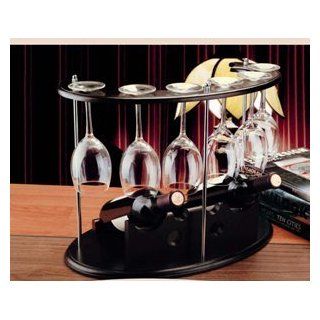 Fifth Avenue Crystal 7 Piece Wine Set with Wood Stand and 6 10 Ounce Wine Glasses Kitchen & Dining